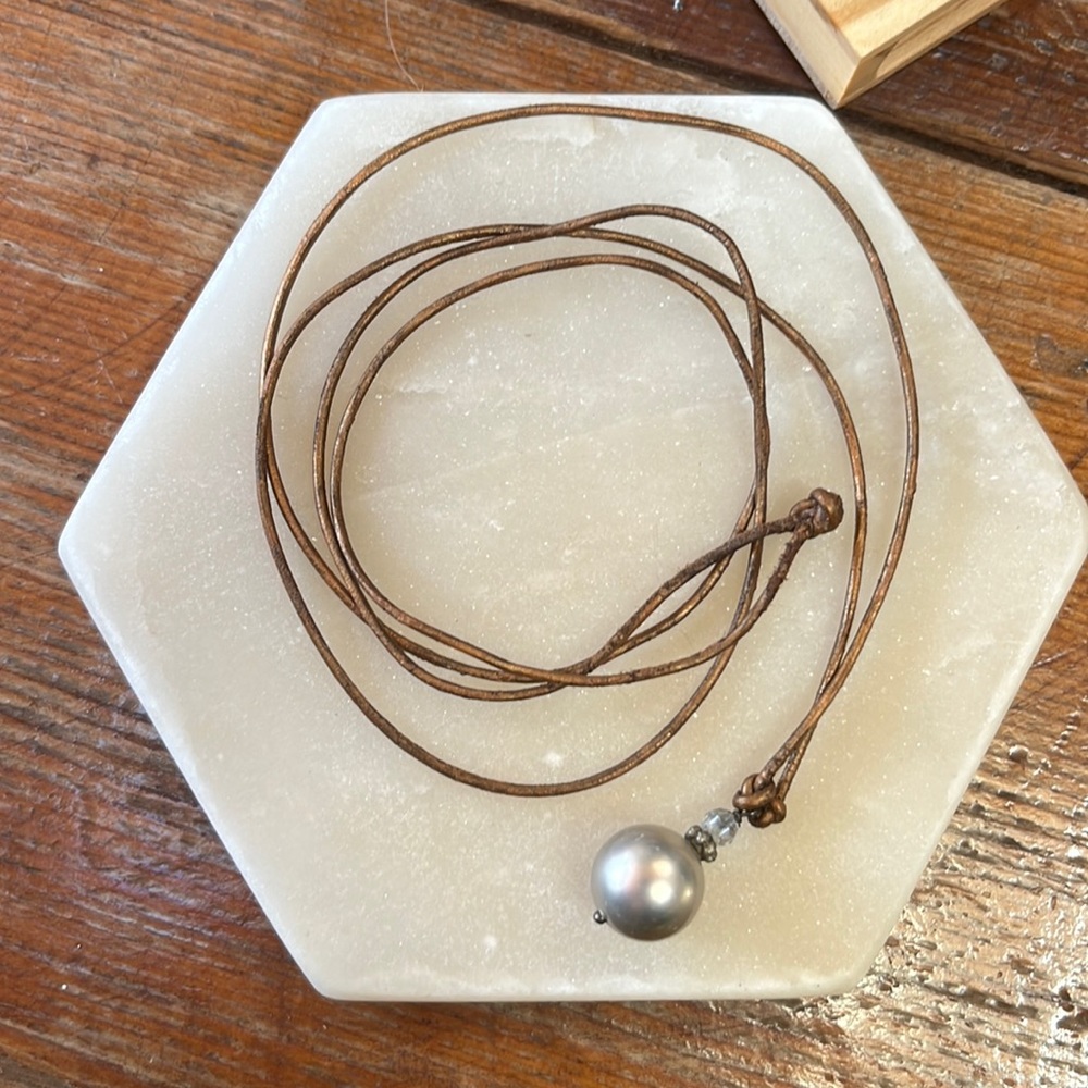 Pearl and Leather Necklace